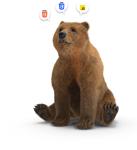 bear with 3 text bubbles th different technologies